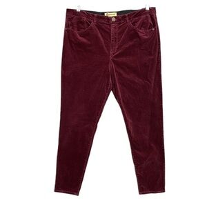 Democracy Ab Technology Pants Womens 16 Wine Velour Velvet Skinny